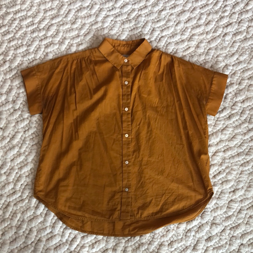 Everlane Women's Button Down Shirt in Mustard/burnt orange